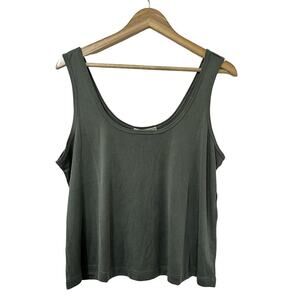 Marine Layer Women's Luxe Ribbed Tank Top Size XL Green Stretch Cropped NWT